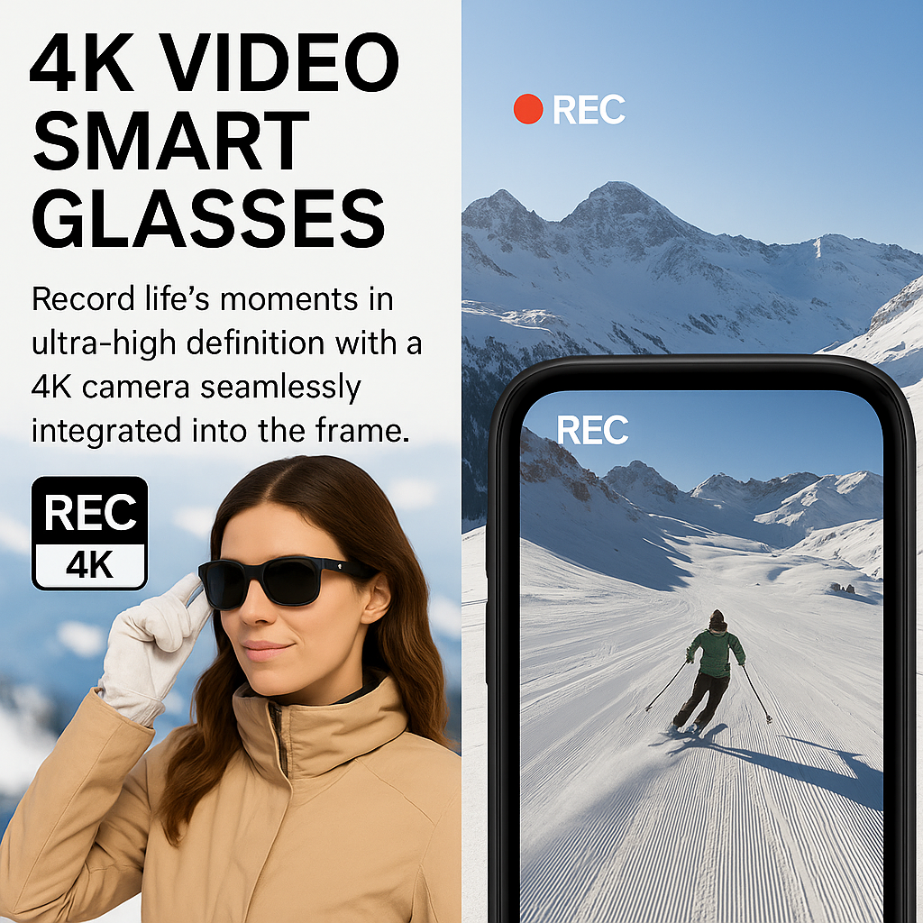 4K AI Smart Glasses with Camera, Bluetooth, Music & Translation