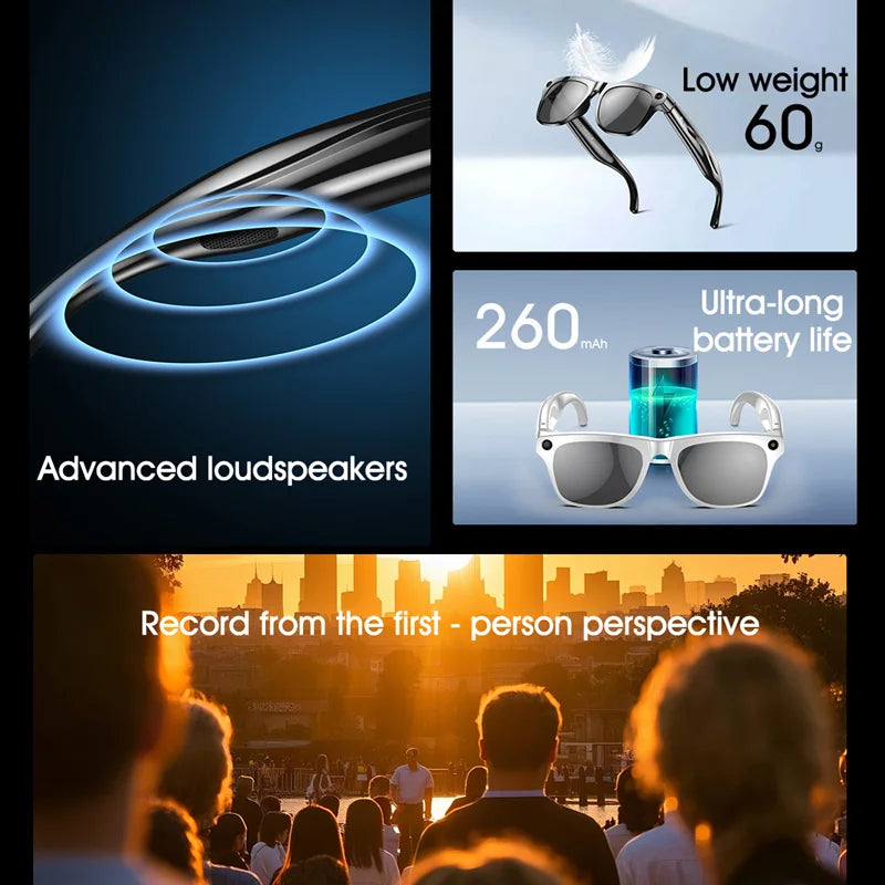 4K AI Smart Glasses with Camera, Bluetooth, Music & Translation