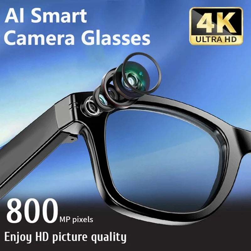 4K AI Smart Glasses with Camera, Bluetooth, Music & Translation